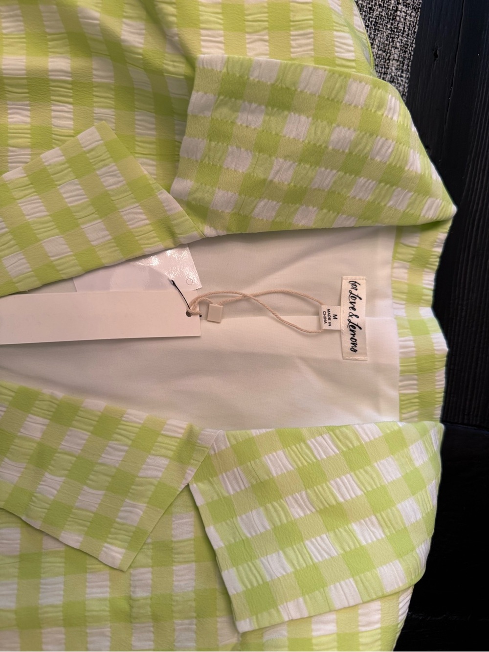 For Love & Lemons Gingham Maureen Blazer Crop Top NWT - Picture 3 of 6